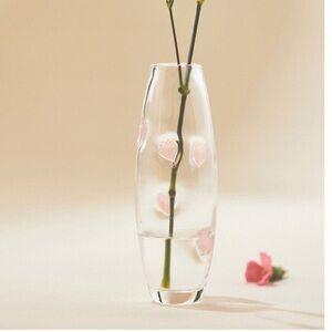 Pink Anthropologie Heart Icon Tall Glass Vase Valentines Day